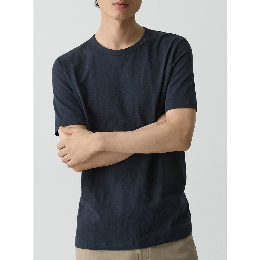 Theory Mens Essential Cosmos Slub Cotton Tee Medium Blue Minimalist Casual